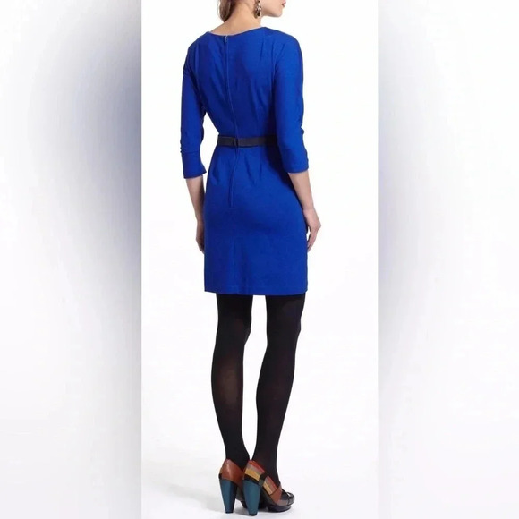 Anthropologie Girls From Savoy Blue Ponte Dress Velvet Bow Taylor Swift Size M - Picture 9 of 10